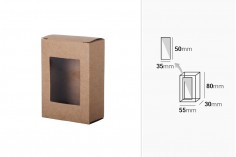 Κουτάκι για σαπούνια χάρτινο κραφτ με παράθυρο 80x55x30 mm - 50 τμχ